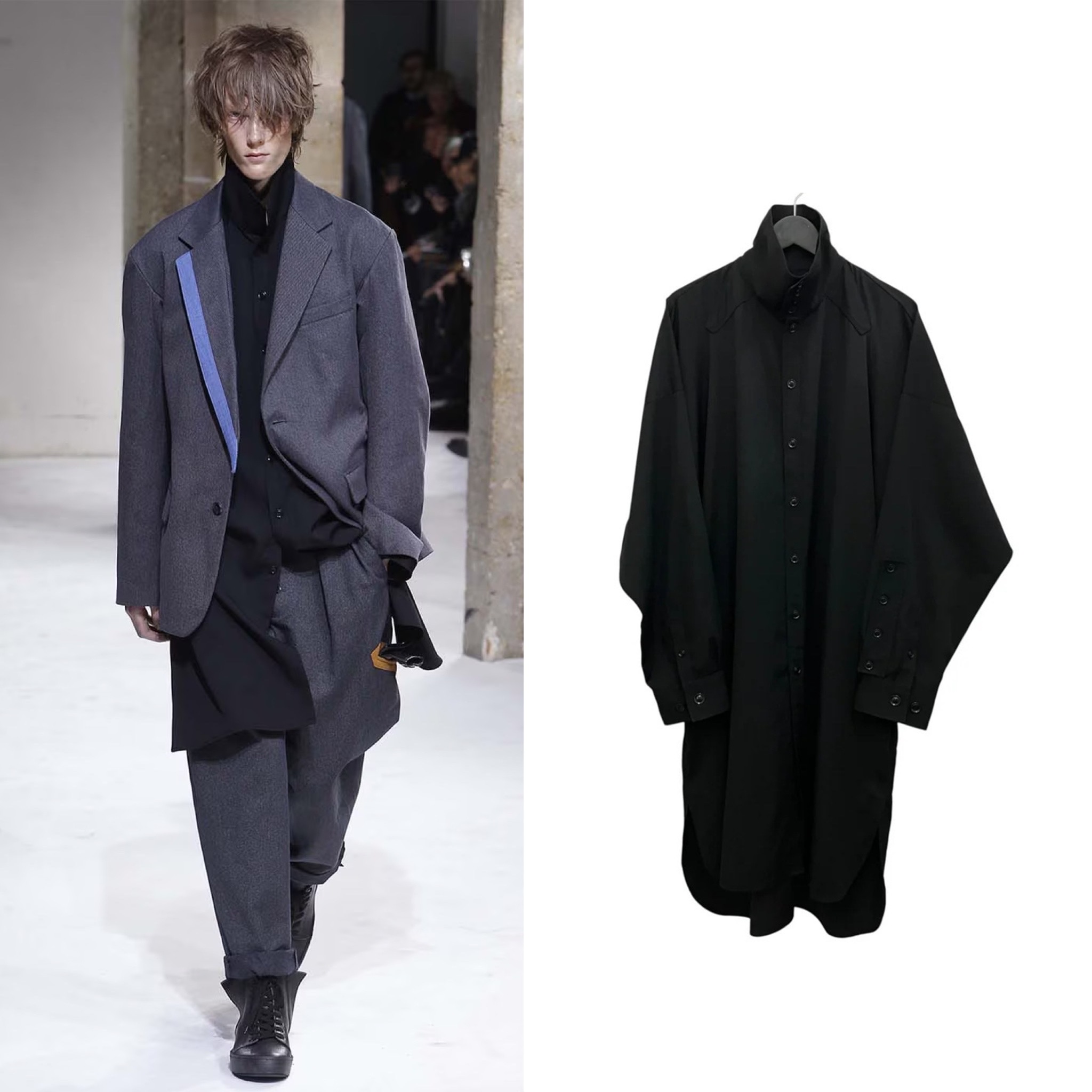 Yohji Yamamoto 17aw 多扣立领修道士长衫